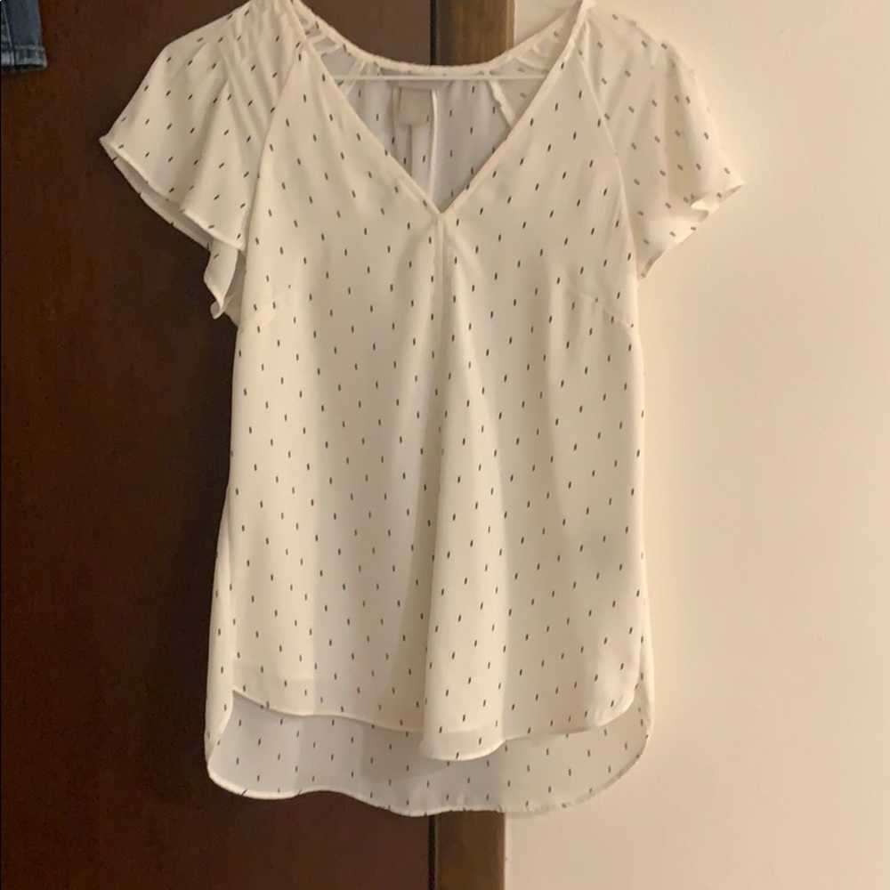 Business casual, White blouse with black spots